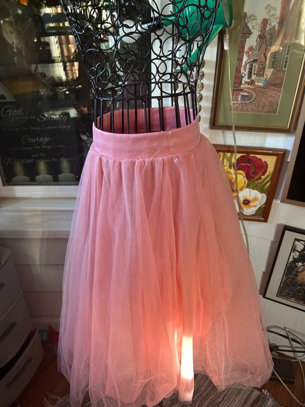 Trac Pink Tulle Skirt - Flared Midi Skater
